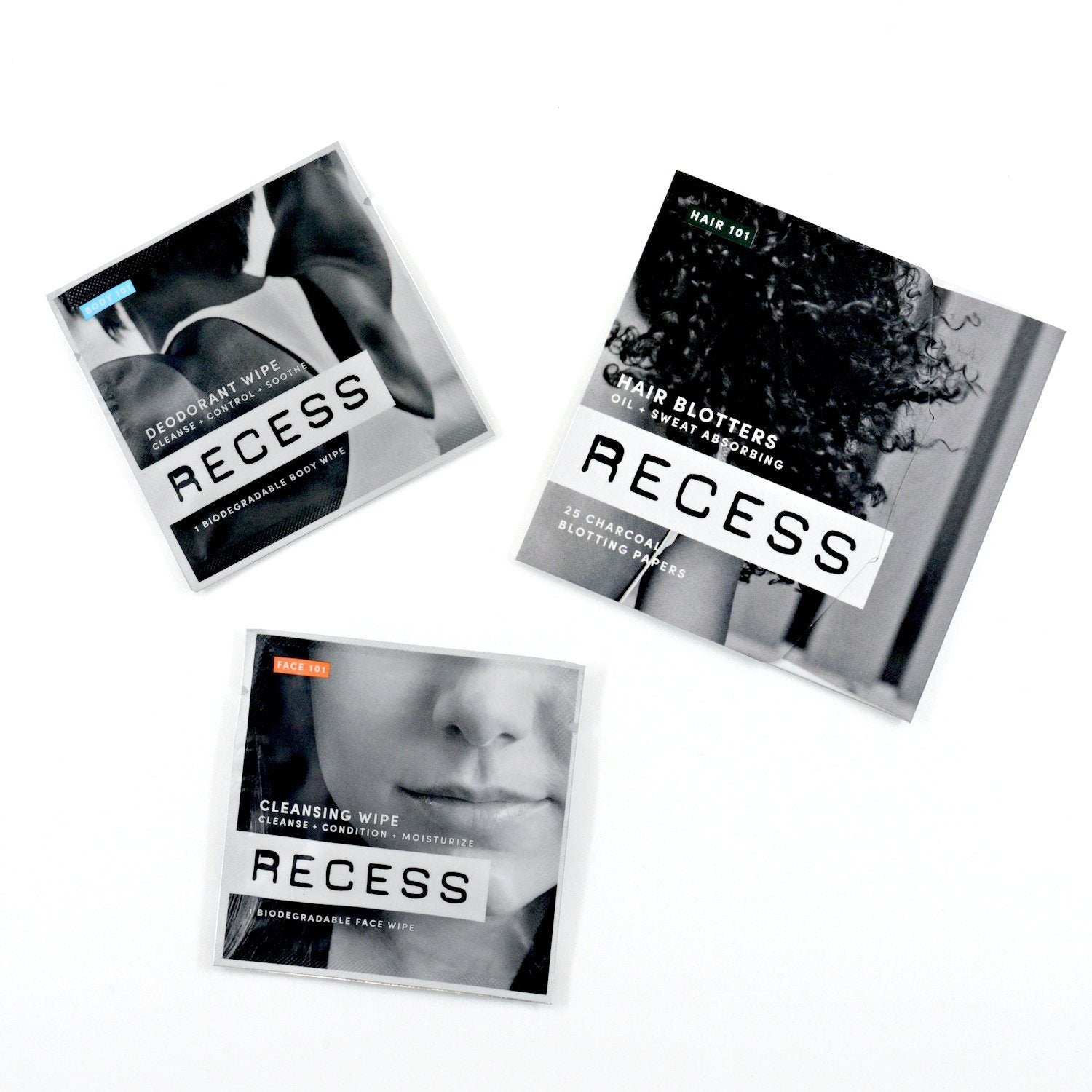 HEAD-TO-TOE BUNDLE: Deodorant Wipes (Pack of 15)Β + Cleansing Face Wipes (Pack of 15) + Hair Blotters (6537021718591)